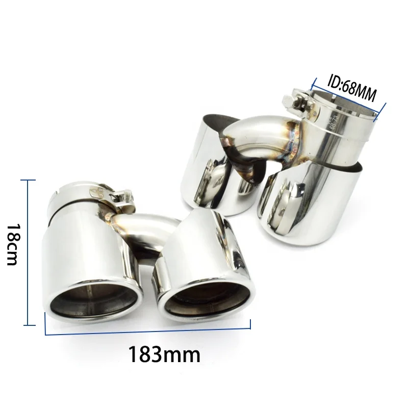 Stainless Steel Four-out Double-row Round Mouth  Tail Pipe Exhaust Pipe Tail Throat Suitable for 12-16  6 Series 640