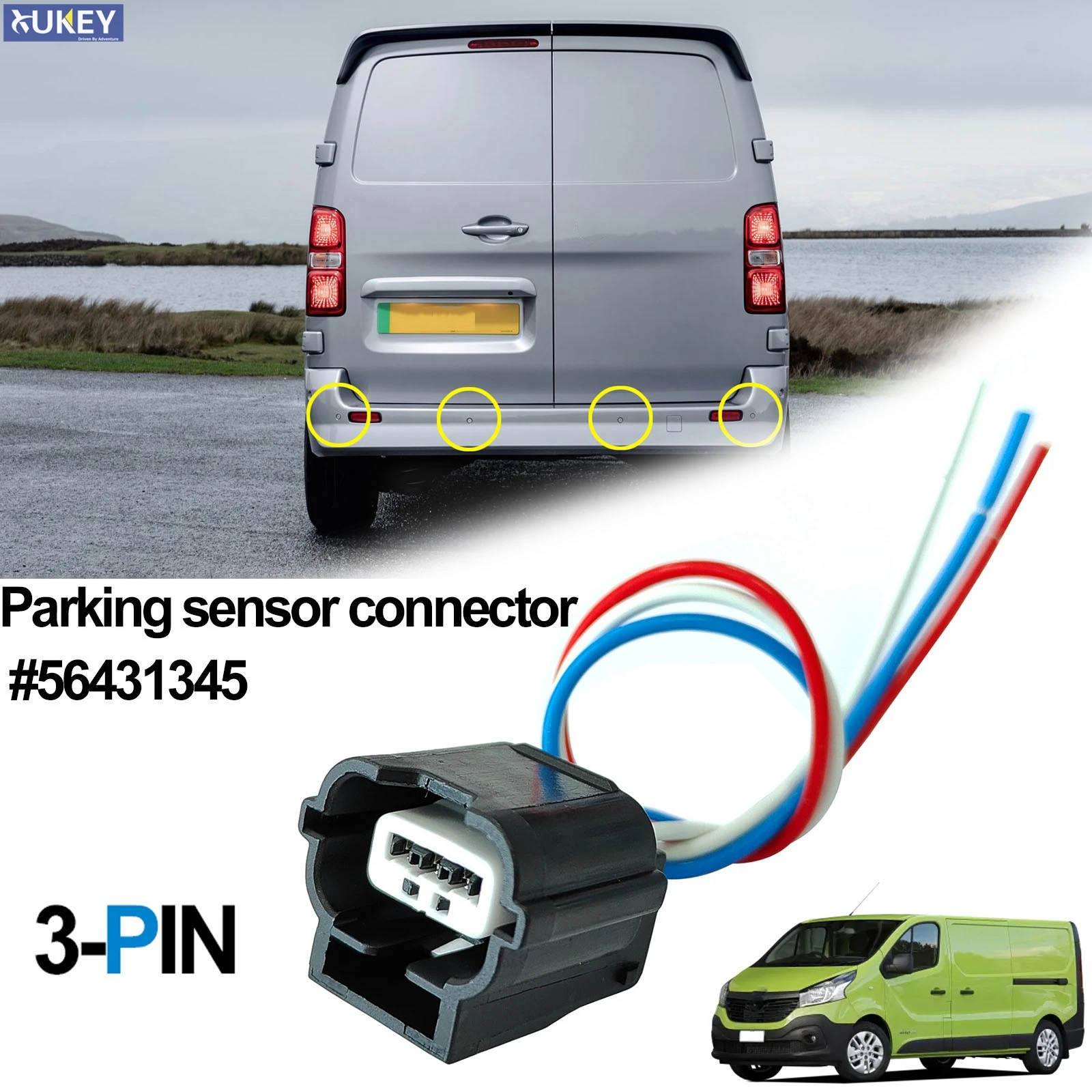 For Renault Trucks Trafic Opel Vauxhall Vivaro Fiat Talento Nissan NV300 3pin Parking Sensor Wiring Plug Wire Connector 56431345