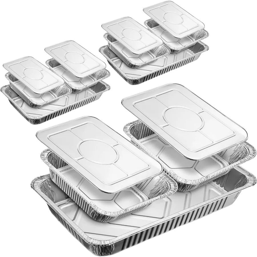 

Disposable Chafing Dish Buffet Set Food Warming Trays 3 Water Food Warmer Pans with 6 Foil Pans and 6 Lids for LargeScale Event