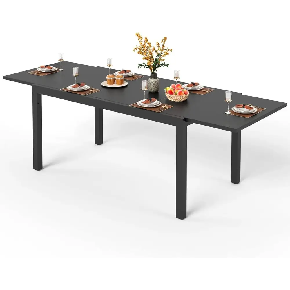 

Extra Large Expandable Patio Dining Table 99.2" × 35.5" Metal Outdoor Table or 6-10 Person, Metal Outdoor Dining Table with E-Co