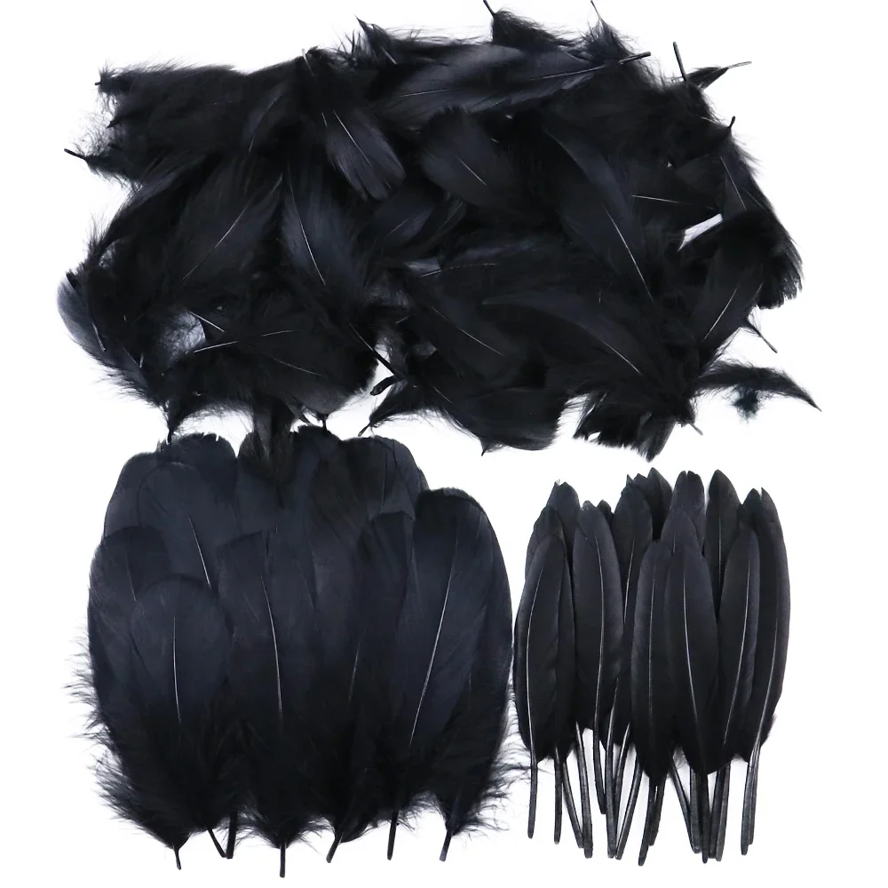 

50 Pcs/Lot Black Goose Feathers Decoration for Crafts Jewelry Making Accessory Diy Natural Goose Plumes Wholesale 3-7 inches