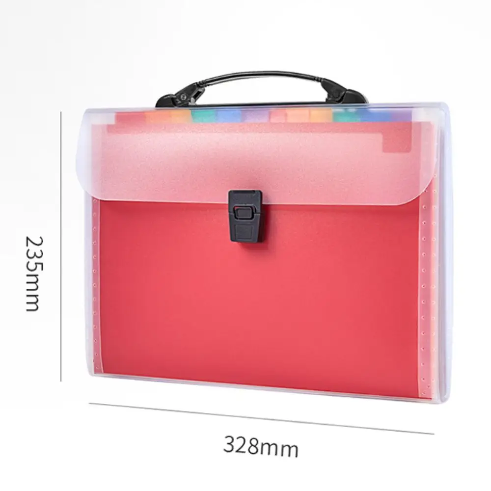 13 Layers A4 Handheld File Bag Large Capacity Waterproof Test Paper Storage Bag with Index Stickers Transparent