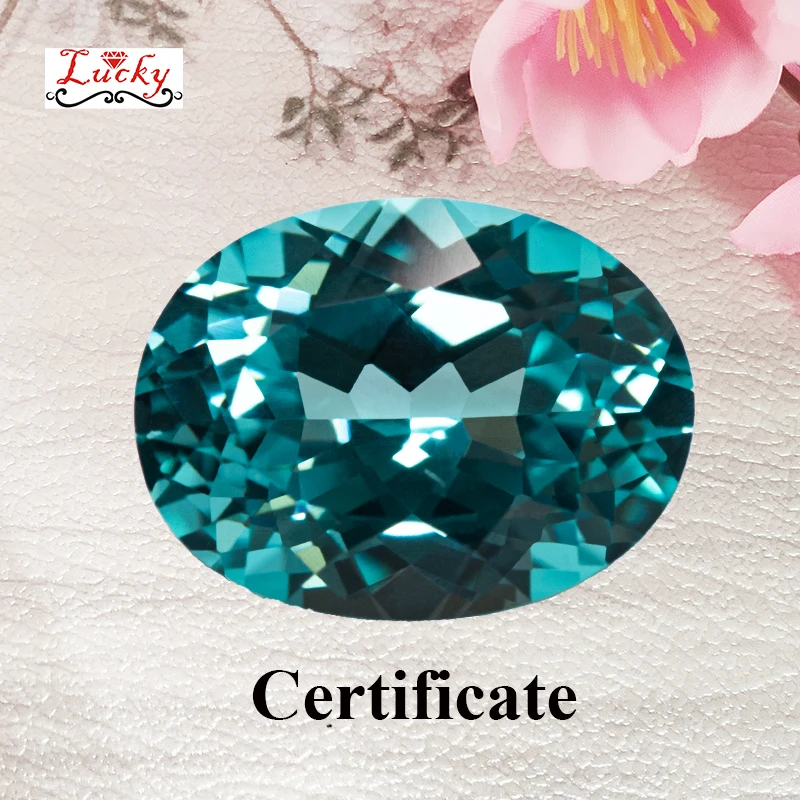 

Lab Grown Paraiba Top Quality Oval Shape Charm Beads for Diy Jewelry Making Rings Pendant Materials Selectable AGL Certificate