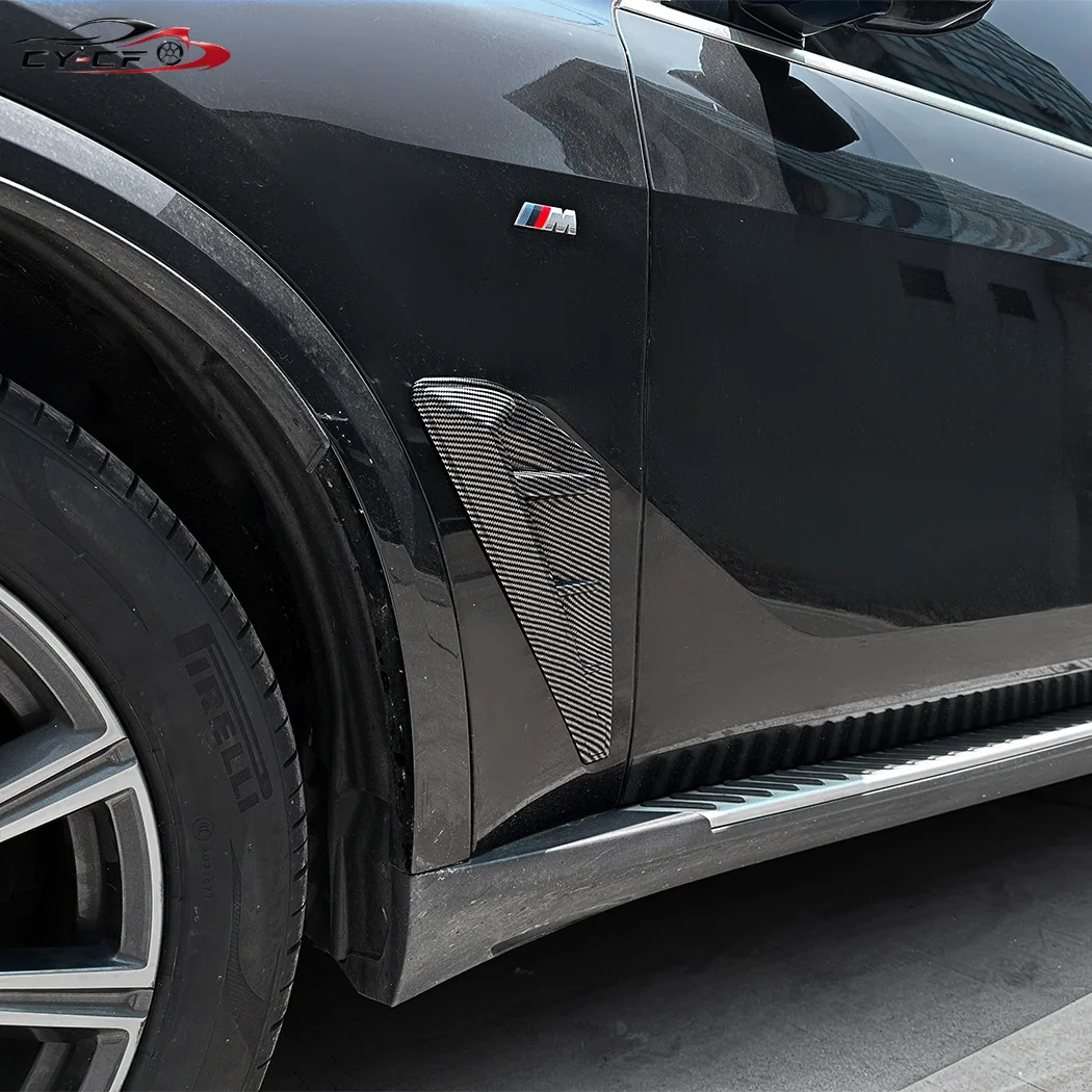 Car Side Air Fender Intake Vent Spoiler Cover For BMW X5 G05 M-Sport 2019 2020 2021 2022 Glossy Black ABS Shark Gilles Trim