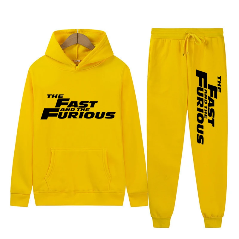 The Fast And The Furious felpe con cappuccio + pantaloni 2 pezzi set uomo moda felpe donna Casual pullover con cappuccio tuta sportiva