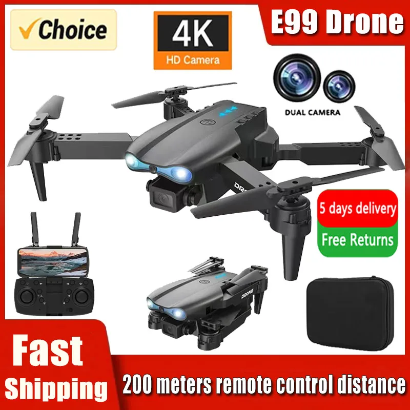 2024 E99Pro RC Drone 4K Professinal With 1080P Wide Angle HD Camera Foldable Helicopter WIFI FPV Height Hold Gift Toy