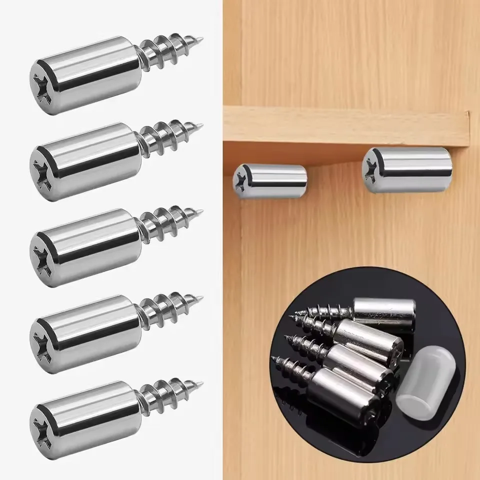 Cross Self-tapping Screw with Rubber Sleeve Laminate Support Home Wardrobe Cabinet Glass Hard Nonslip Partition Nails Set Kit