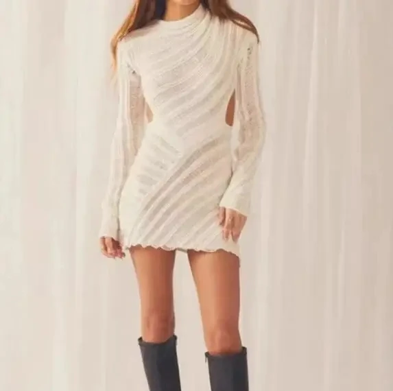 

Autumn New Women's Long Sleeve Hollow Tight Sexy Wrap Dress Temperament Commuting Women Fashion Skinny Mini Dresses