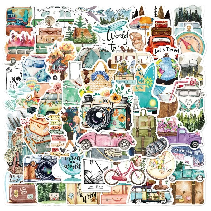 

50pcs New Outdoor Travel Graffiti Stickers Luggage Storage Box Water Cup Waterproof Flat Guitar PVC Stickers