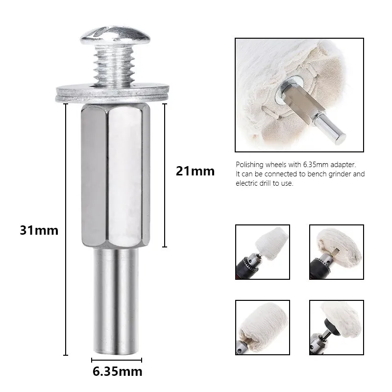 CMCP-juego de ruedas de pulido de fieltro de lana, vástago de 6,35mm, herramienta rotativa de pulido, accesorio, broca de rueda de tela para Dremel