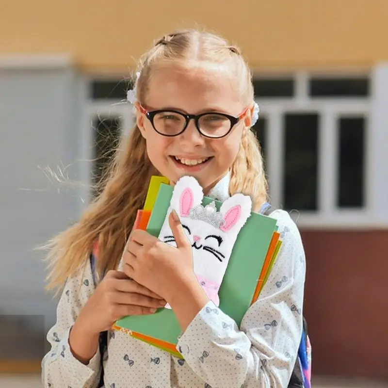 Дневник в виде кролика для девочек, плюшевый детский дневник, записная книжка, супер милый мягкий светящийся секретный журнал на Рождество, день рождения, новый год