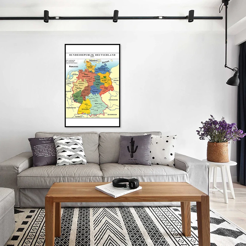 42*59cm mapa niemiecki ściana bez ramki mapa w niemieckim włóknina płótno malarstwo dekoracyjny plakat bez ramki drukuj dekoracja wnętrz