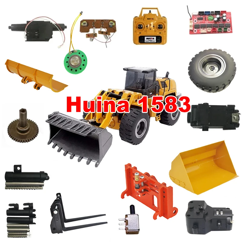 Huina 1583 Front/rear Drive Gear Box Alloy Bucket Quick Hitch Metal Fork bucket Radio For 583 1/14 22CH Loader Model Parts