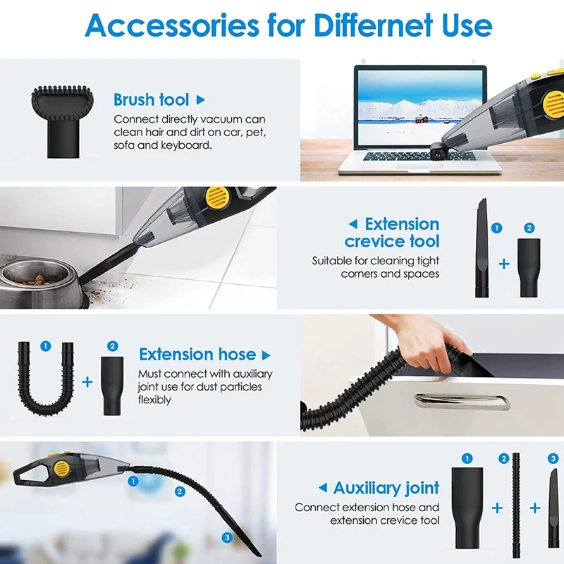 Aspirador portátil portátil com poder de sucção coletor de poeira recarregável, molhado e seco para teclado de computador, 8Kpa