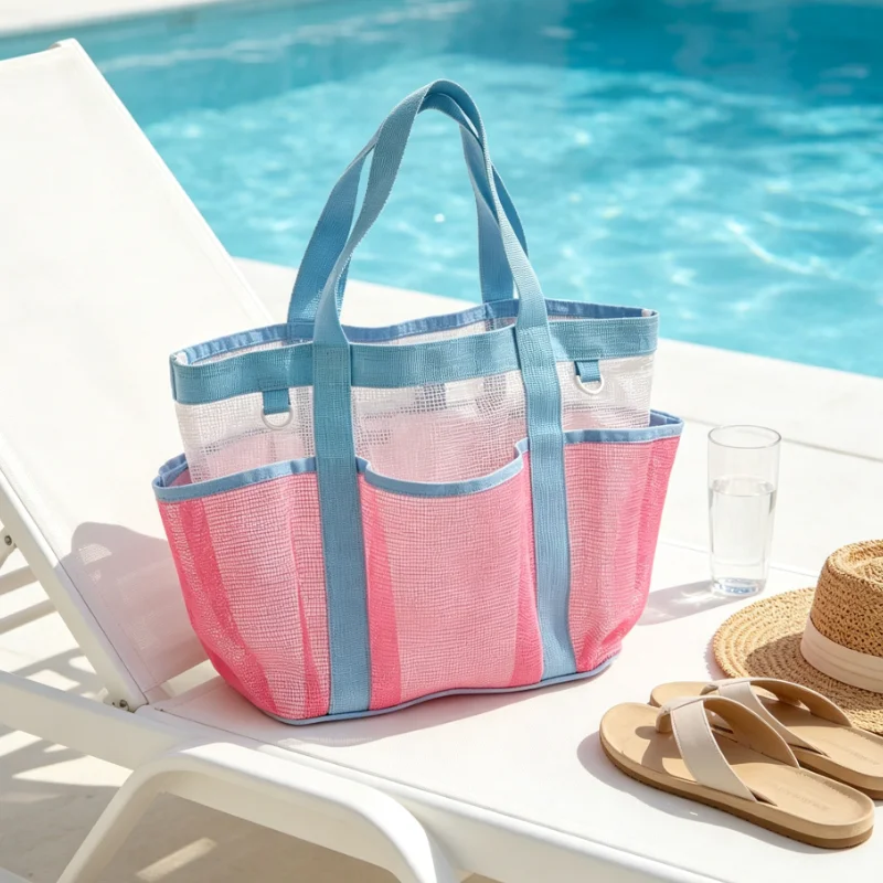 Large Mesh Beach Tote Bag with - Tote Bag Beach ulasan dan harga