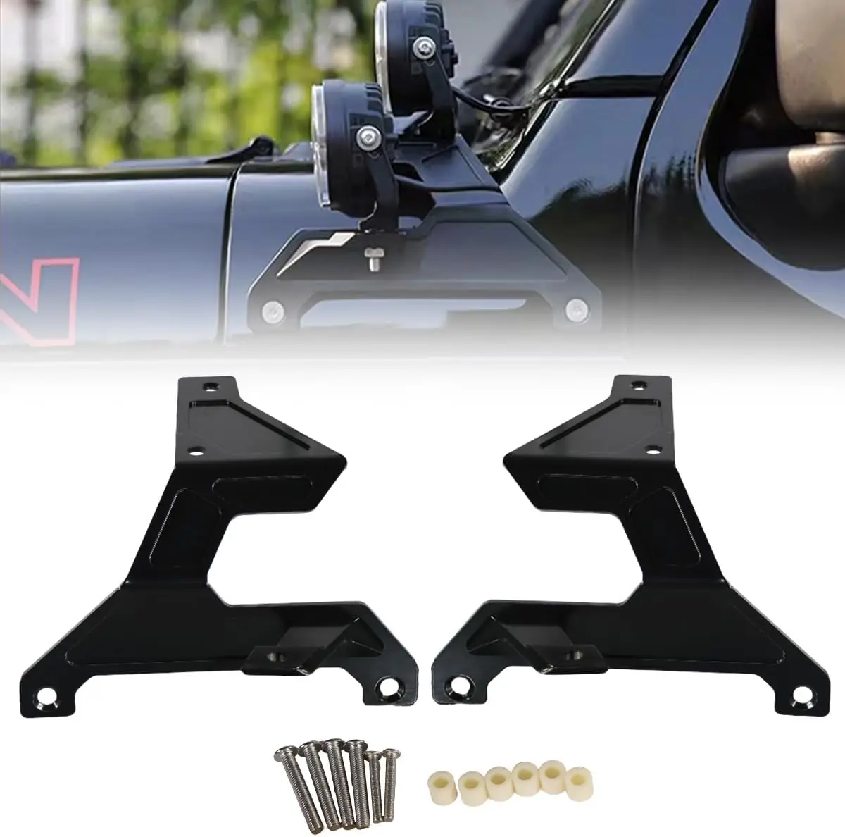 Windshield LED Light Mounting Brackets Off-Road Light Bar Detachable For 2018-2022 Wrangler JL/JLU Gladiator JT