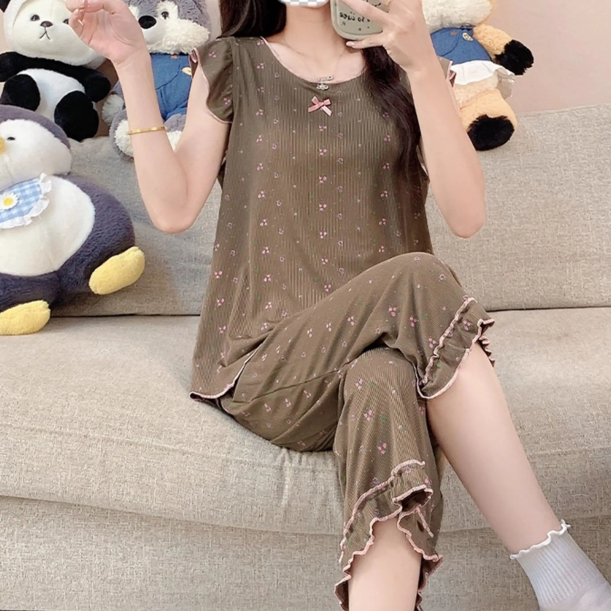 

New Sweet Cute Pajamas Women's Nightwear Short Sleeve Pants Sleepwear Fashion Pijama Student Negligee Casual Home Clothing Sets