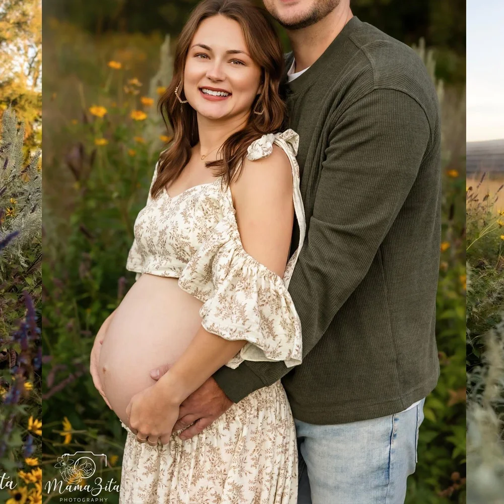 Umstandskleider für Babypartys Weiches Hautfreundliches Doppellagiges Baumwoll-Trägerkleid Zweiteiliges Kleid für Fotoshootings für Frauen