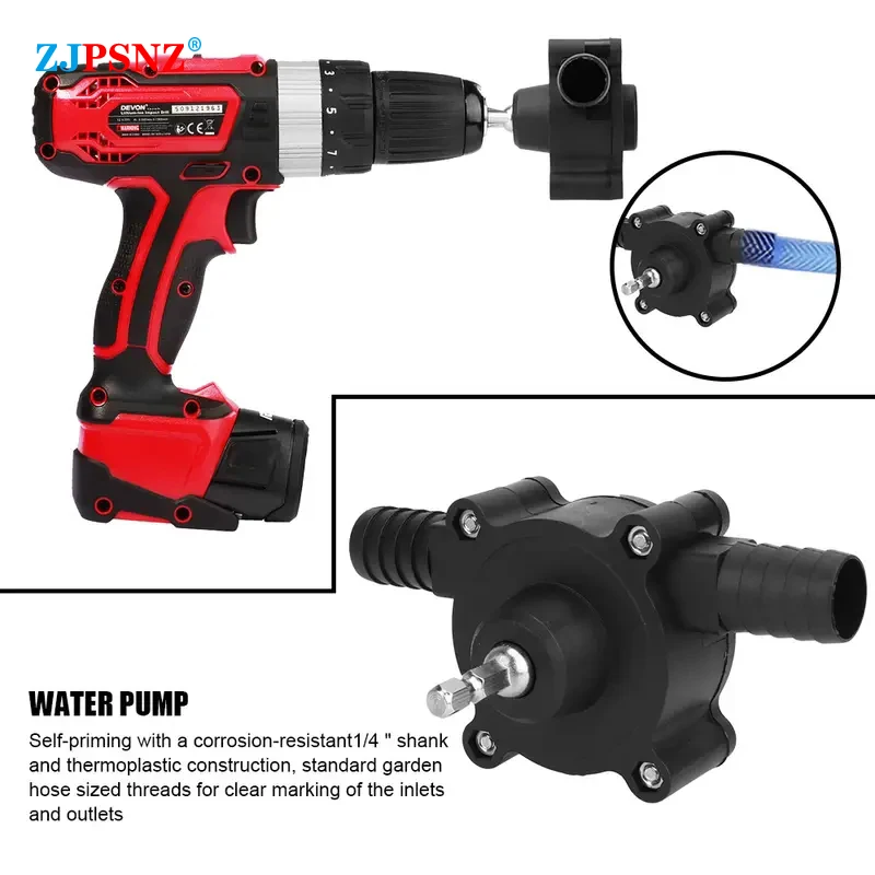 Portable Electric Drill Pump Self Priming Transfer Pumps Oil Fluid Water Pump Round Shank Heavy Duty Self-Priming Hand