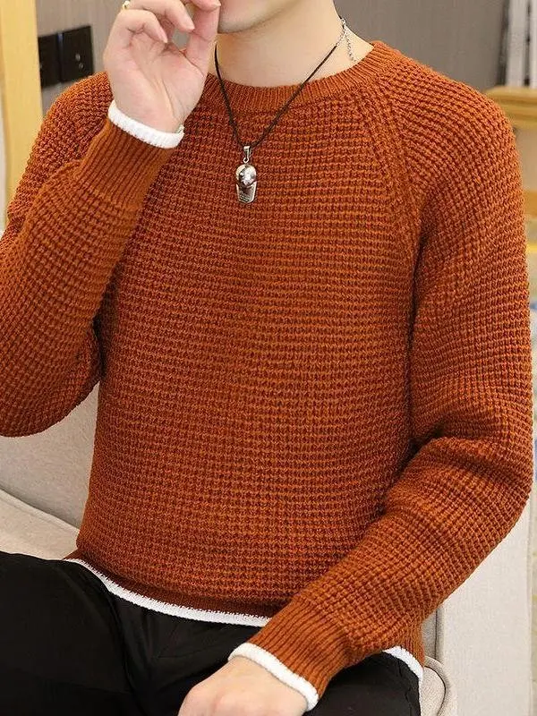 

Мягкий вязаный мужской свитер с длинными рукавами, дышащий, свободного кроя, модный городской стиль, зимний повседневный трикотаж
