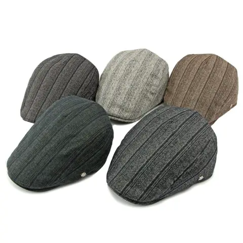 패션 레트로 뉴스보이 캡 다용도 조절 가능 스트라이프 베레 캐주얼 플랫 모자 겨울 가을