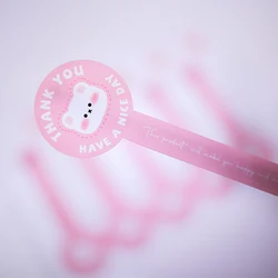 50-100pcs Pink Bear Thank You Stickers Seal Labels Small Business Packaging Sticker for Envelopes Seal Gift Box Decorations