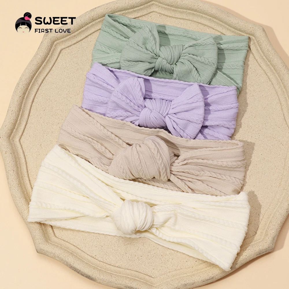 Mother & Baby Headbands Cable Knit Hair Bows for Baby Girls Parent-Child Turban Soft Nylon Baby Items Children's Accessories