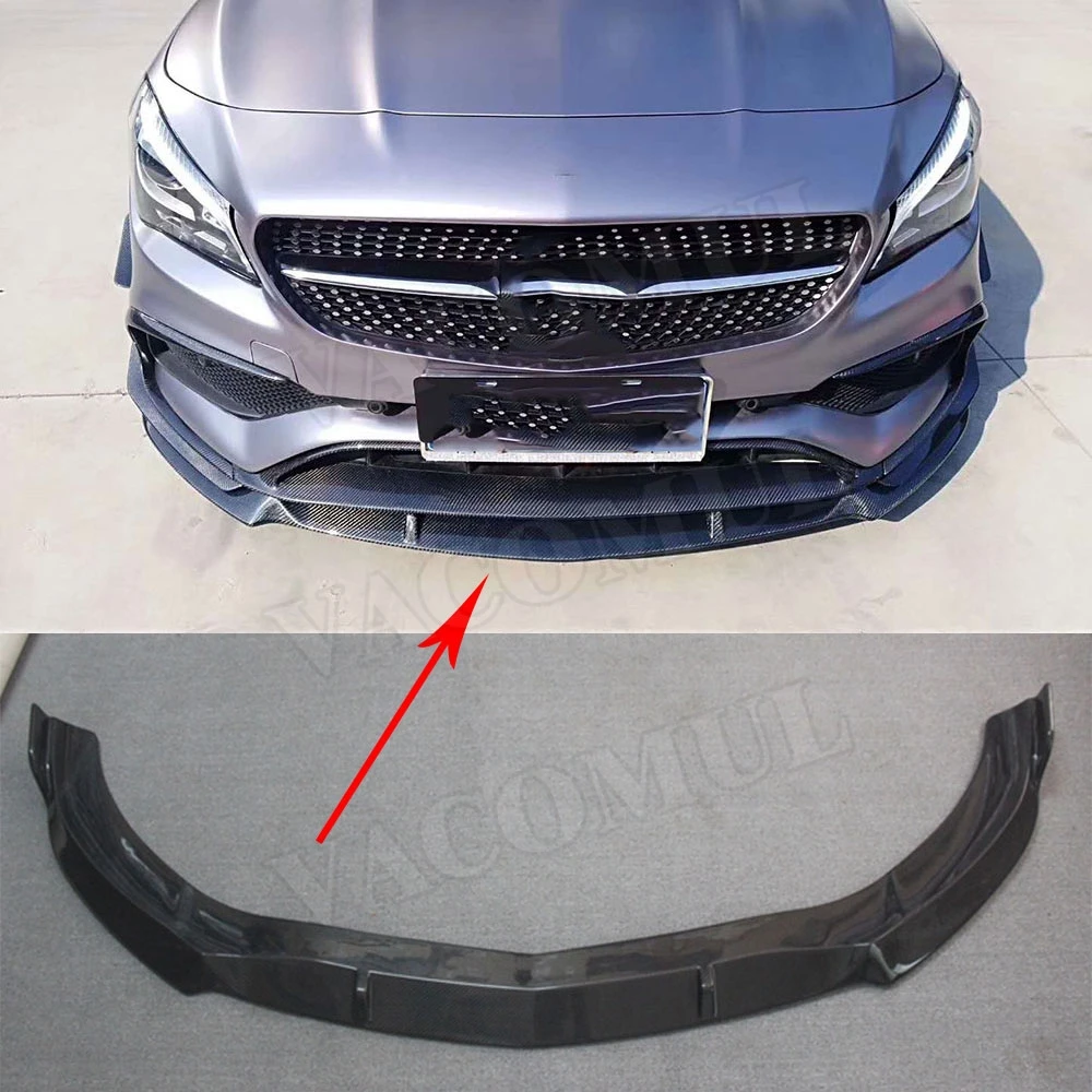 VACOMUL For W117 CLA Class Carbon Fiber Front Bumper Lip Spoiler for Mercedes Benz CLA200 CLA250 CLA45 AMG 2016-2018 B Style