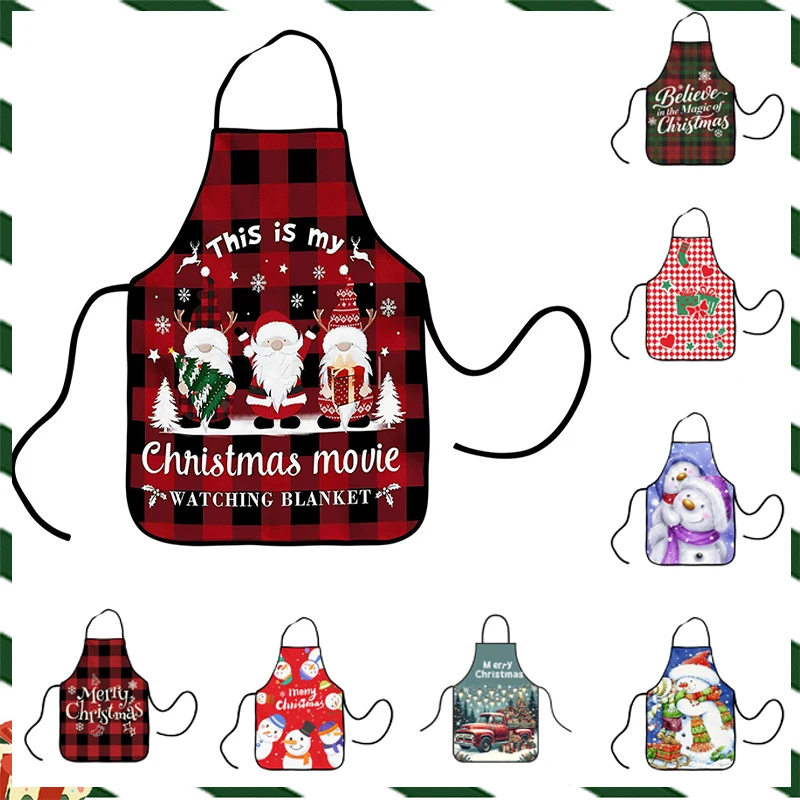 

Festive Santa Apron 1PC Oil Resistant Waterproof Kitchen Cooking Baking Apron for Adults Kids Christmas Dinner Party Decoration