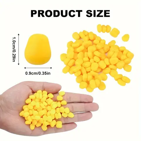20/50/100/200pcs Realistic Corn Cob Fishing Lures - Yellow Corn Kernel Soft Baits, Pouch-Packed Freshwater & Saltwater, for Carp