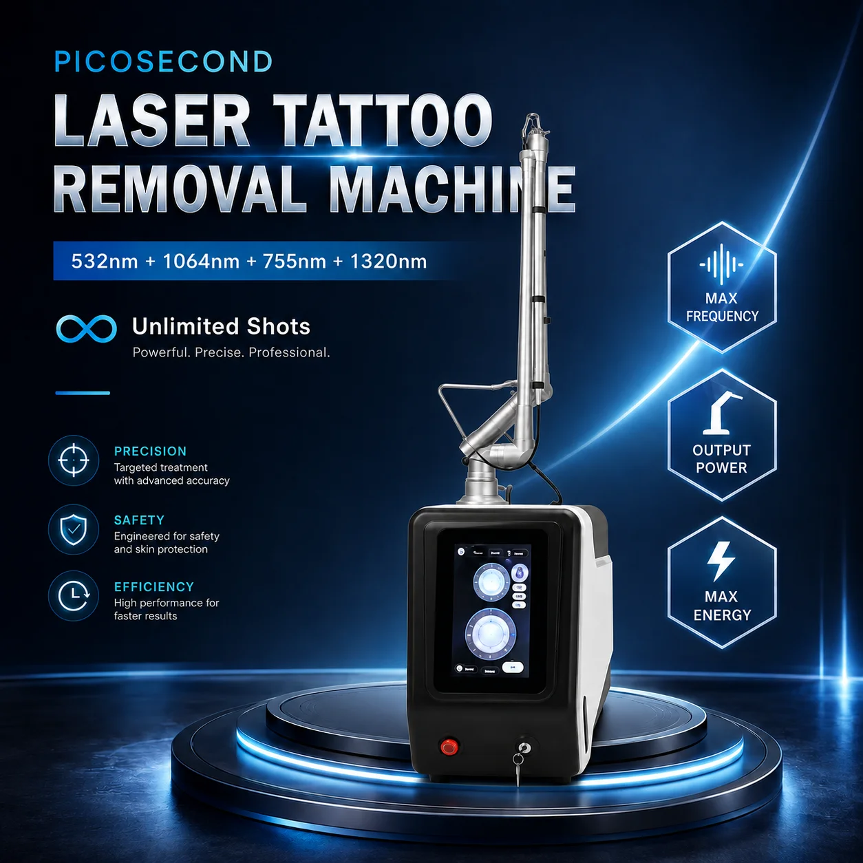 Portable Professional Picosecond Tattoo Removal Machine Nd:YAG Pigment Removal Skin Rejuvenation Beauty Equipment