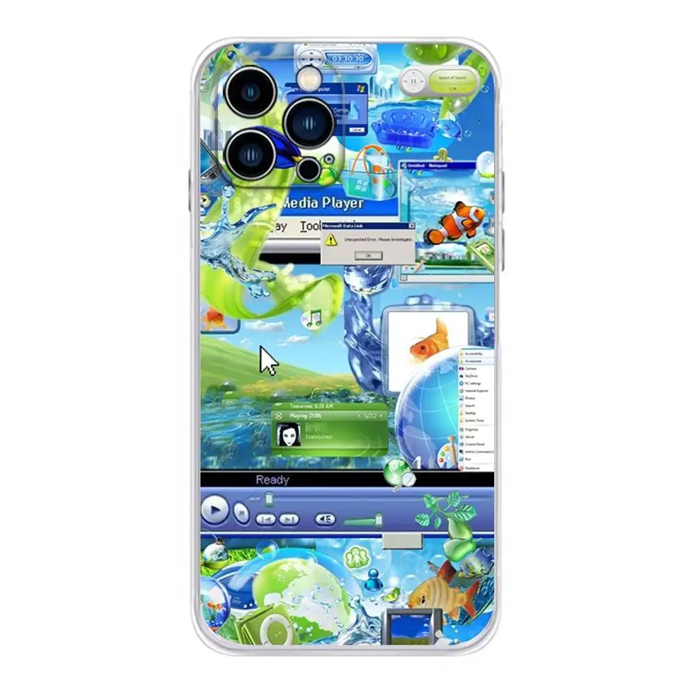 Phone Case For iPhone 17,16,15,14,13,12,11 Plus,Pro,Max,XR,Plus,E,MiniFrutiger Aero Transparent Soft Cover