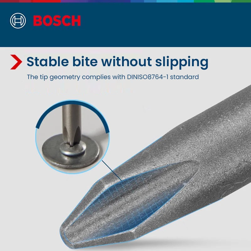 

Bosch Original Cross Screwdriver Bit Phillips CR-V S2 Steel 1/4" Hex Shank for Power Drill Driver