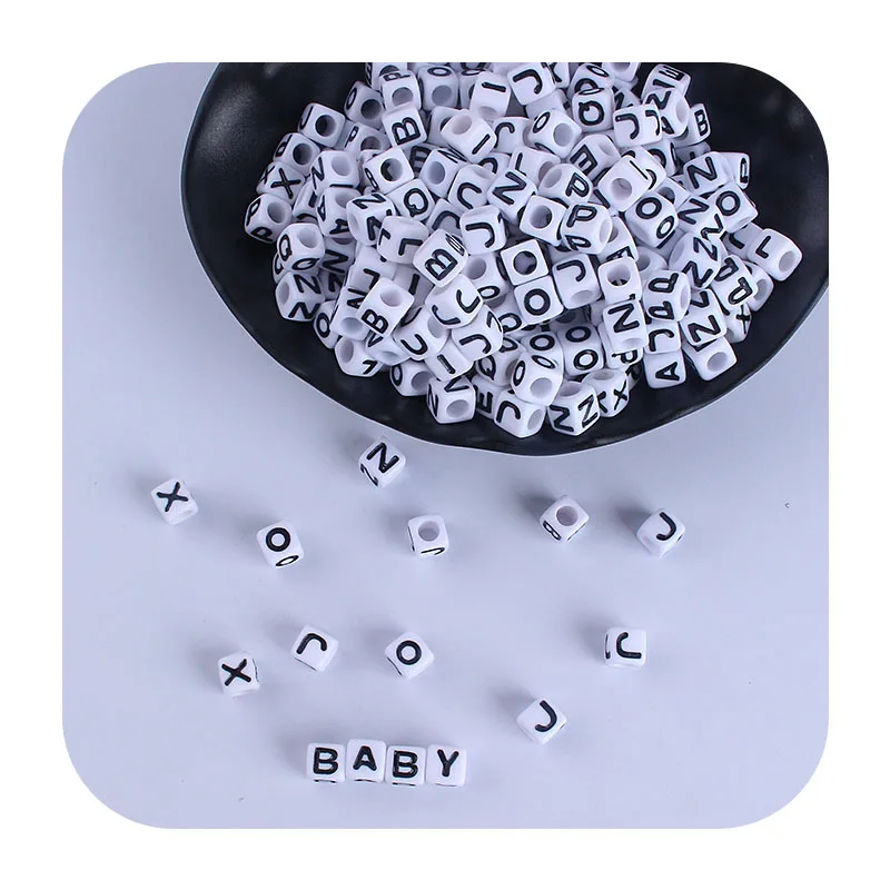 ABCPICK 100Pcs 7MM Cube Letter Acrylic Beads Loose Spacer Alphabet Beads English Letter For Jewelry Making DIY Accessories