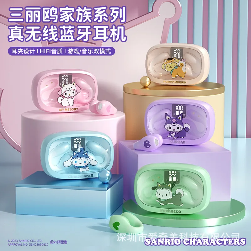 Sanrio Sports Ear Clip Wireless Bluetooth Headset Kuromi Cinnamoroll Noise Reduction Headset Ej-730 Lightweight Portable Gifts