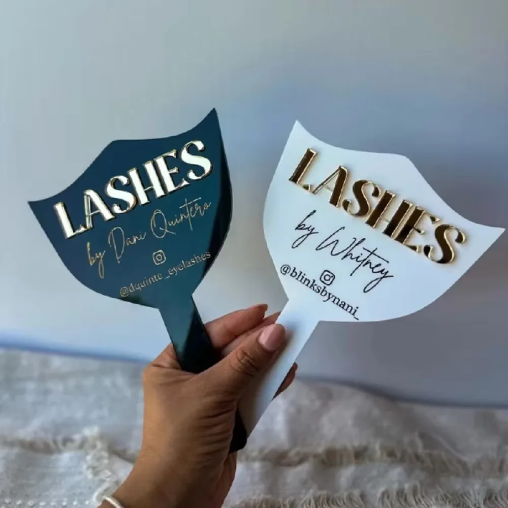 Handheld Mirror Acrylic Sign Personalised Beauty Studio Salon Decor Aesthetics Sign Lash Nail Face Photo Prop Social Media Signs