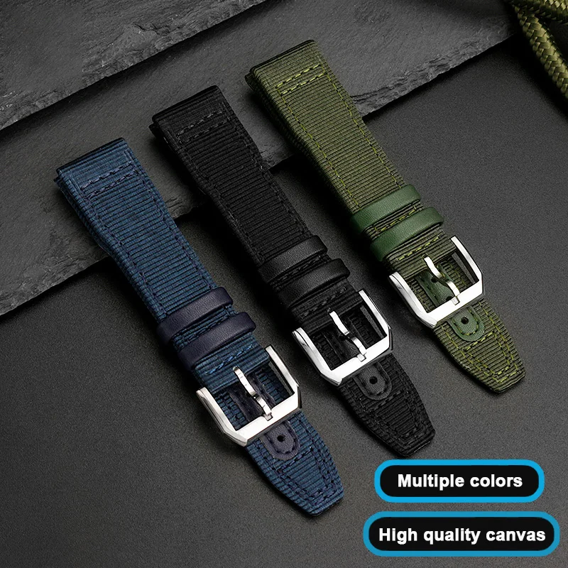 Nylon Watchband For IWC Universal Pilot Mark 18 Spitfire Fighter Portugal Series Canvas Watch Strap 20mm 21mm 22mm  Bracelet