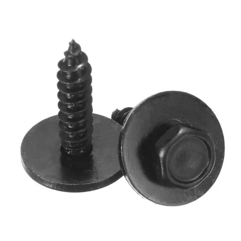 

10pcs/lot Universal Car Auto 4.8x19mm Self-Tapping Screws Captive Loose Washer 8mm Hex Head Black Hot C45 Car Accessories