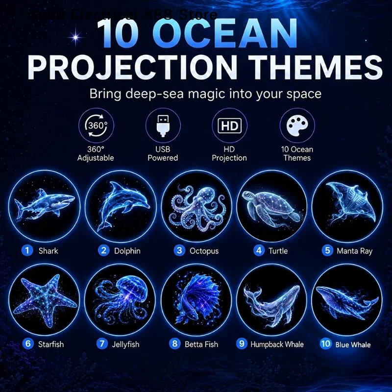 【G】1Set Dreamy Dynamic Ocean Series Projector Portable USB LED Night Light Sleep Atmosphere Lamp Home Wedding Party Decoration