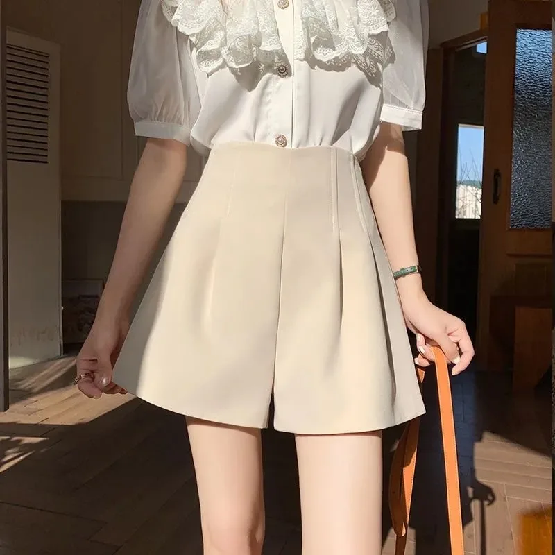 Women's High Waist A-Line Suit Shorts Casual Loose Wide Leg Shorts for Summer