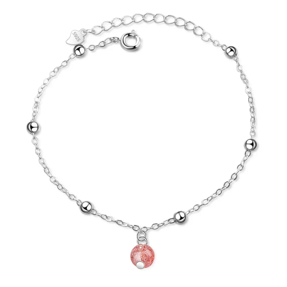 Luxury Pink Crystal Zircon Charms Bracelets for Women Infinity Chain Bracelet 925 Sterling Silver Jewelry Gift Pulseras Mujer