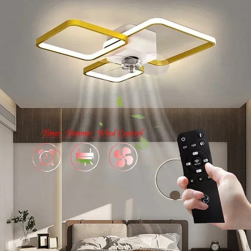 Modern LED Ceiling Fan Light Luxury Triple Head Iron Fan Lamp Bedroom Living Room Study Room Indoor Decorative Lighting Fixtures