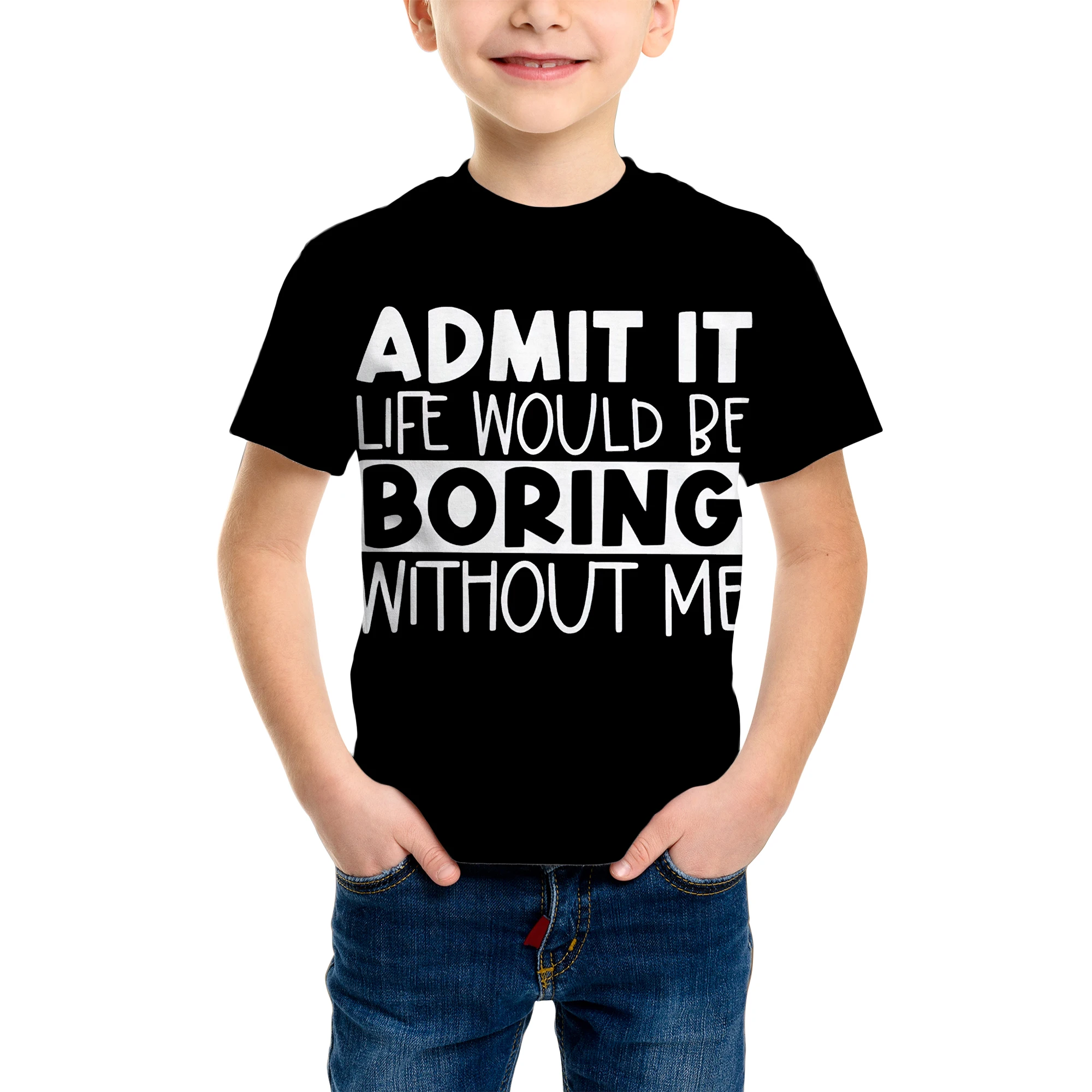 

3D Pattern Printing Fashion T-Shirt Element Printing Summer New Boy Personalized Cool Tops Kids Funny T Shirt