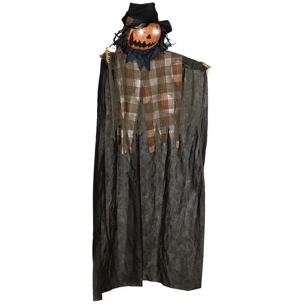 

HOMCOM 6' Life Size Halloween Hanging Pumpkin Ghost w/ Light Up Eyes, Sound Activated Creepy Speaking Sounds Prop