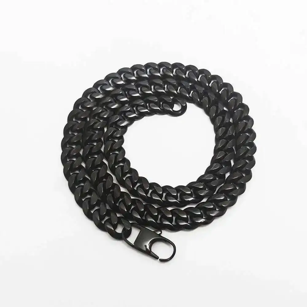 

Nuoya 10-миллиметровое черное ожерелье из нержавеющей стали с кубинскими звеньями Майами, кубинские цепочки для мужчин