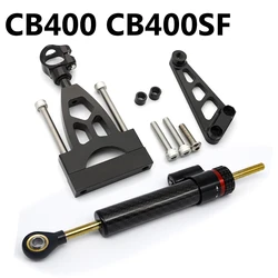 Fiber Carbon Steering Damper Stabilizer Motorcycle For CB400 VTEC CB400SF CB 400 1999-2015 Dampers Mount Bracket Support Kit