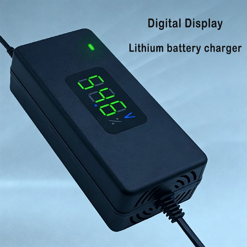 AC100-240V Digital-Display Lithium-Batterieladegerät 36V 42V / 48V 54.6V 2A Netzteiladapter DC-Stecker mit Lüfter EU US – Detail 1