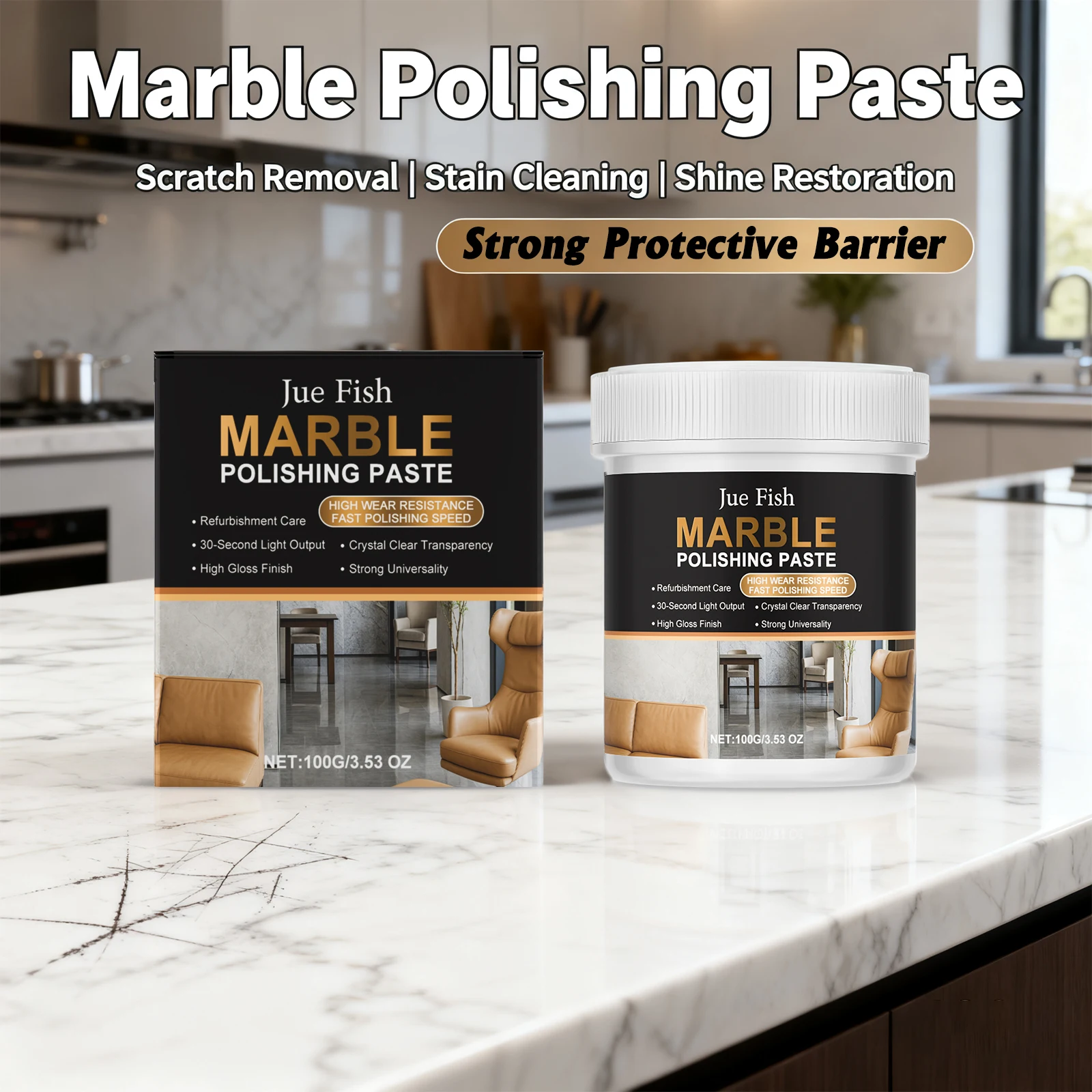 Marble Polishing Paste Effectively Brightening Stone Clean Water Stains Fingerprint Remove Scratch Marble Desktop Cleaning Paste