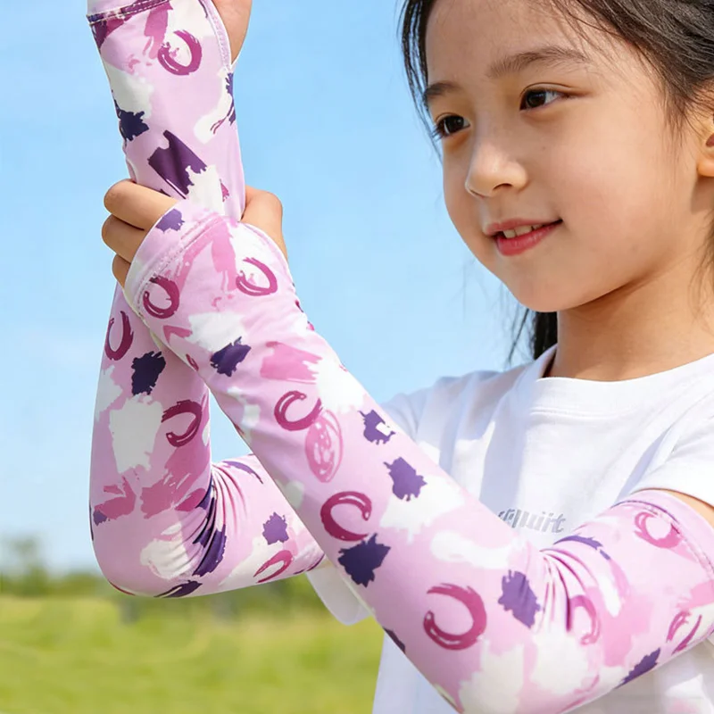 Outdoor Arm Sleeves Children Breathable Adjustable Cuff Anti Slip Sport Arm Sleeves Kids UV Protection Summer Running Arm Cover image 3