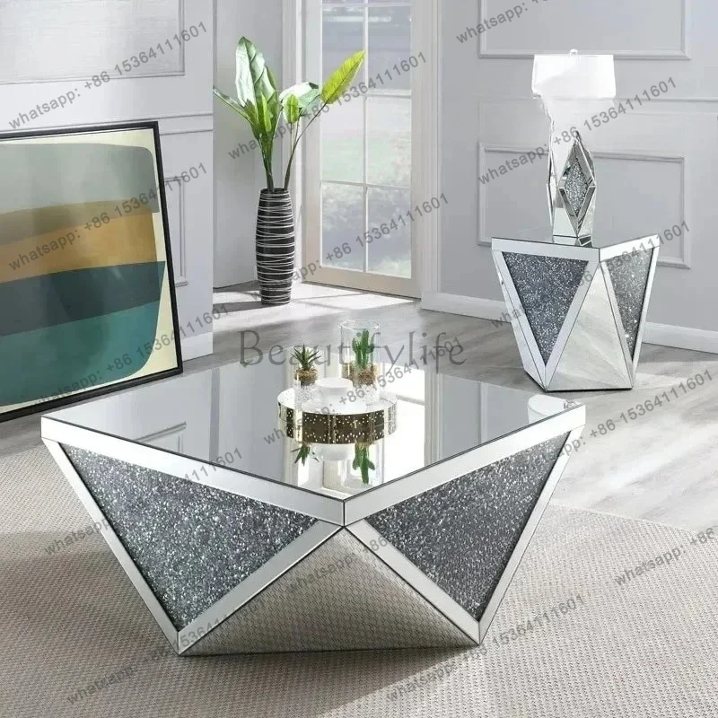 

LXModern coffee table size apartment household tea table Nordic fashion glass mirror furniture coffee table